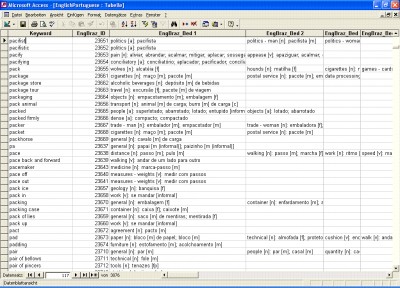 English->Portuguese Database 1.0 screenshot